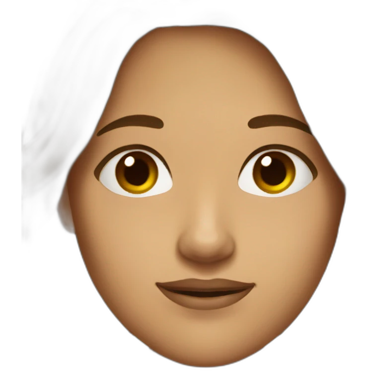 20 year old woman with long brown hair and long face with olive skin color  emoji