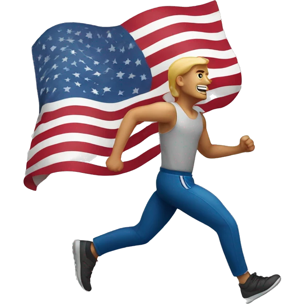 a man running with an american flag emoji