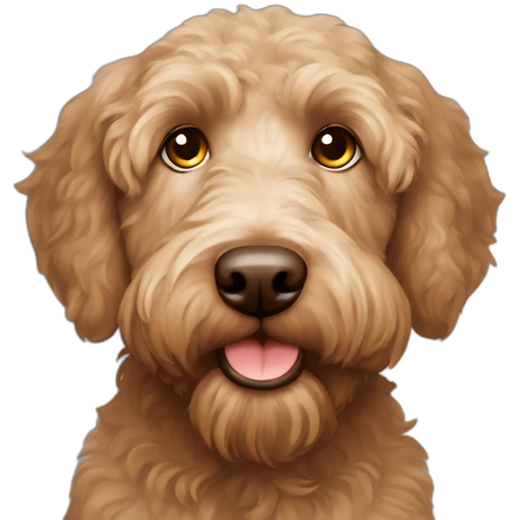 Labradoodle brown apricot straight coat with big ears brown eyes emoji