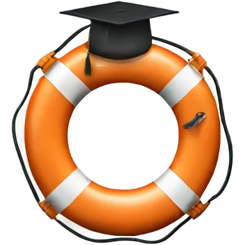 Life preserver with a graduation cap emoji