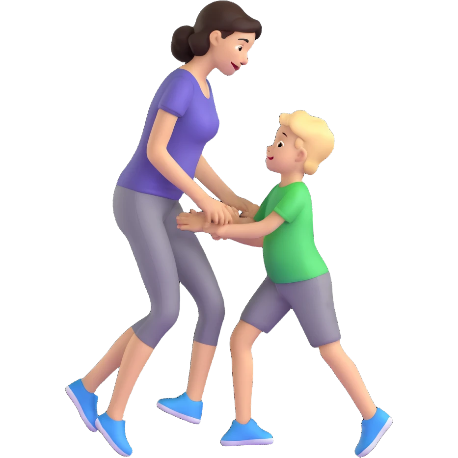 Mother and young son playing together emoji