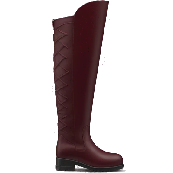burgundy long boots with no fade and a leather material  emoji