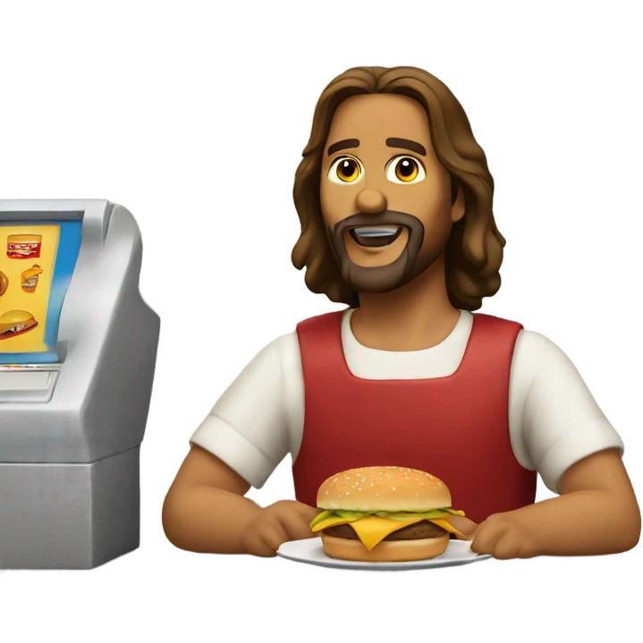 Jesus working fast food cashier emoji