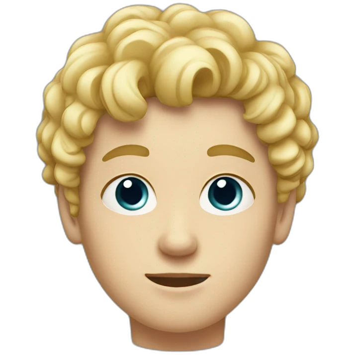 A white teenager boy with a round face short curly blonde emoji