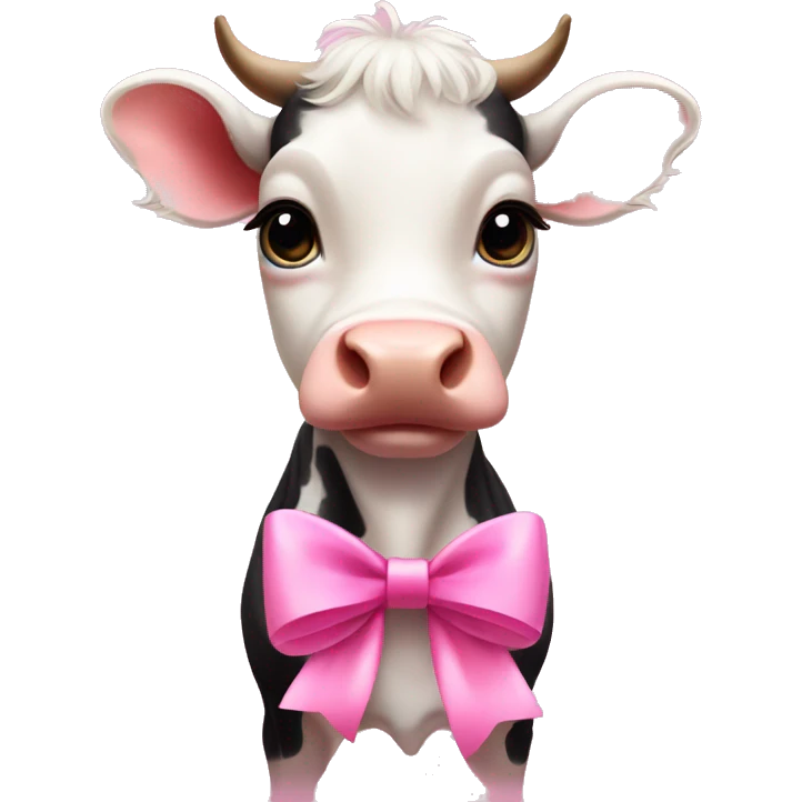 baby cow with a pink bow emoji