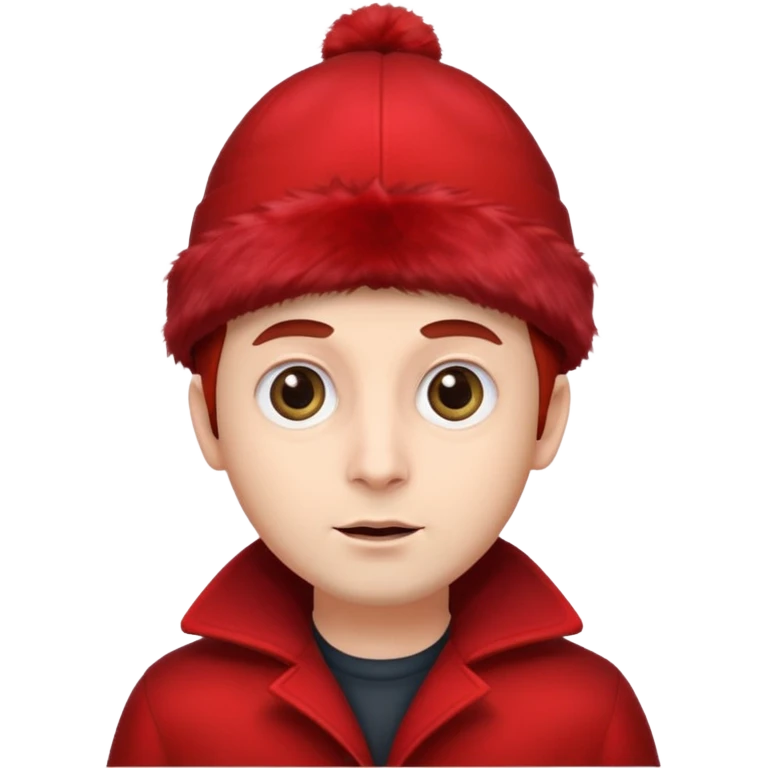 Мужчина с большими глазами и красном шапке на красном фуре emoji
