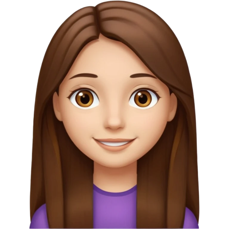 Fille cheveux lisse long brune raie au milieuyeux marron emoji