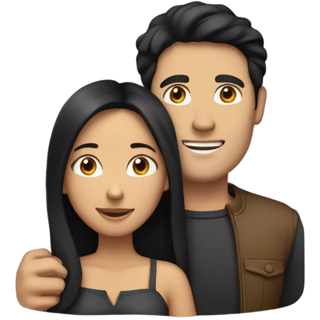 creates an emoji of a couple: the fair-haired man with black hair and the dark-haired woman with brunette hugging each other emoji