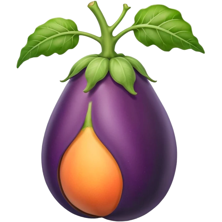 Eggplant growing from a peach emoji