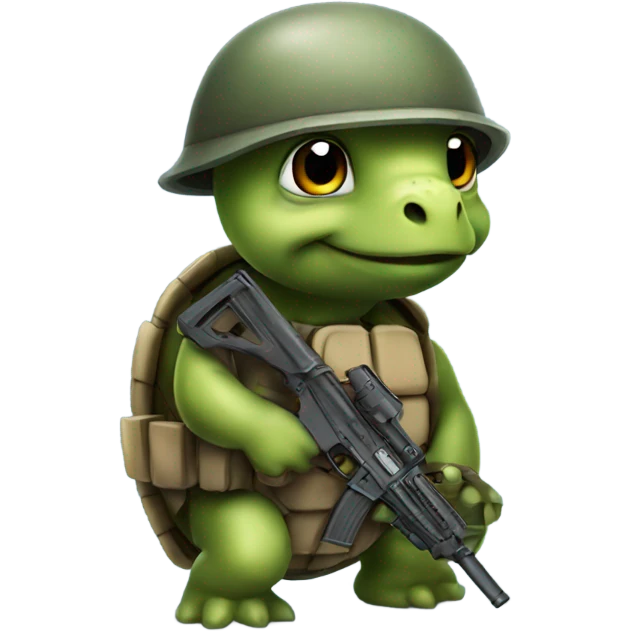 a turtle with a military helmet and gun emoji