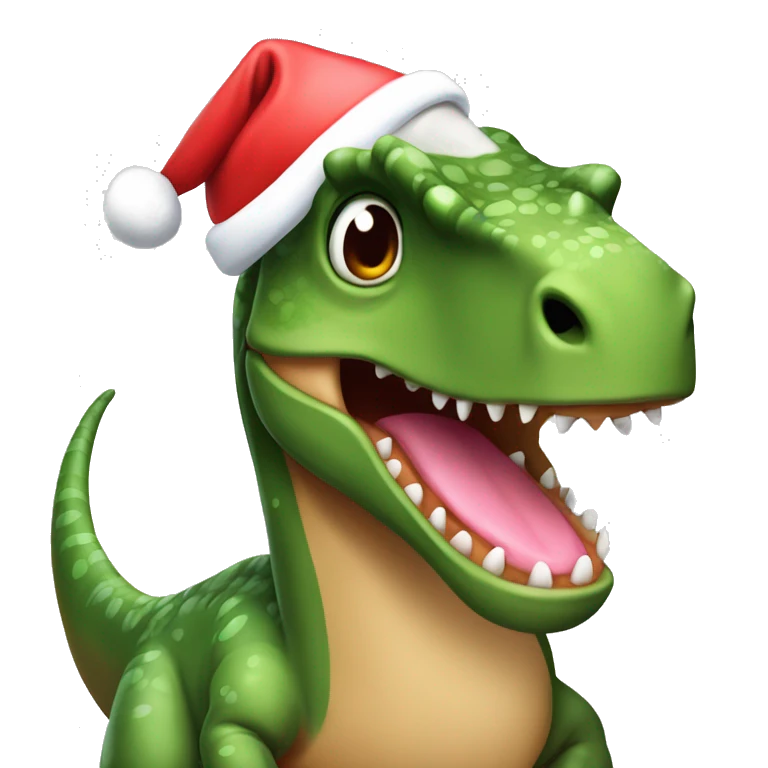 Dinosaurio con gorrito navideño ￼ emoji