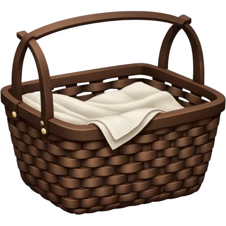 A woven dark Brown basket with fresh washed linen emoji