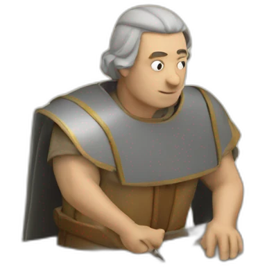 medieval architect in action, planning a building construction emoji