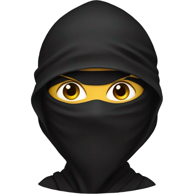 black ninja with a black veil on his head, white eyes emoji