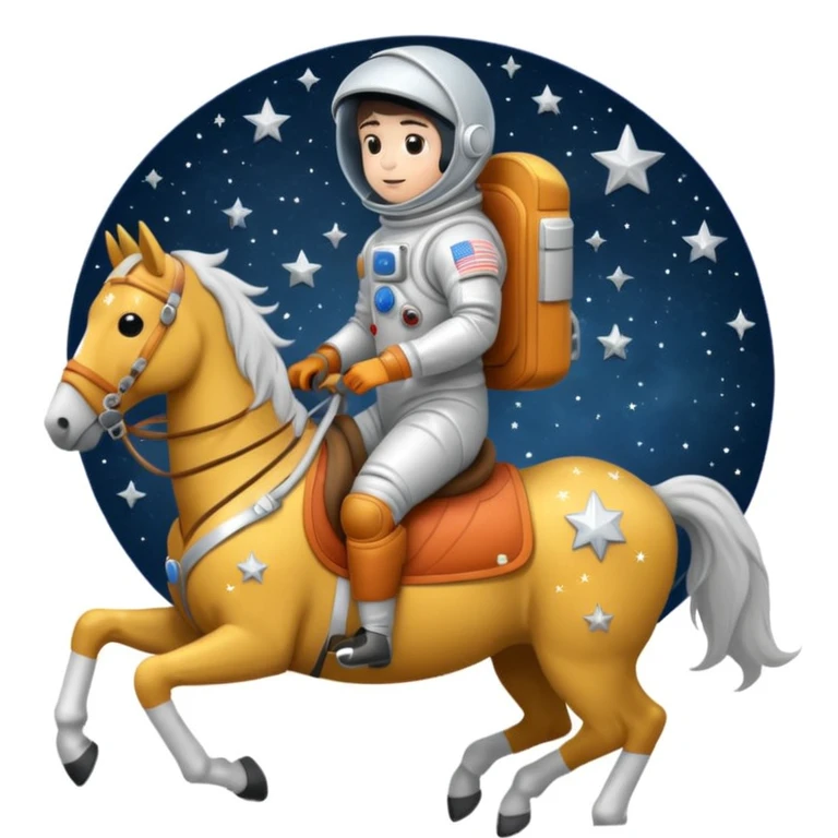 astronaut on horseback with stars in background emoji