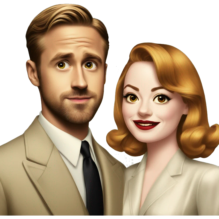 Ryan gosling and Emma stone 1940s party emoji