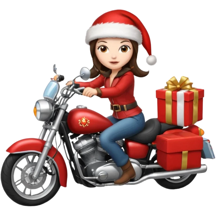 biker girl brune moto christmas emoji
