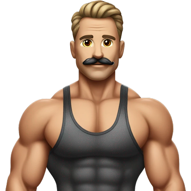 Muscular gay bodybuilder with mustache bikini realistic emoji