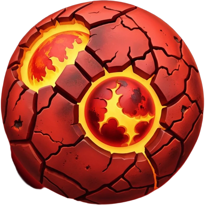 Crimson red planet with fire and cracks emoji