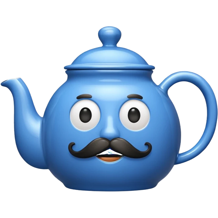 a blue teapot with mustache  emoji
