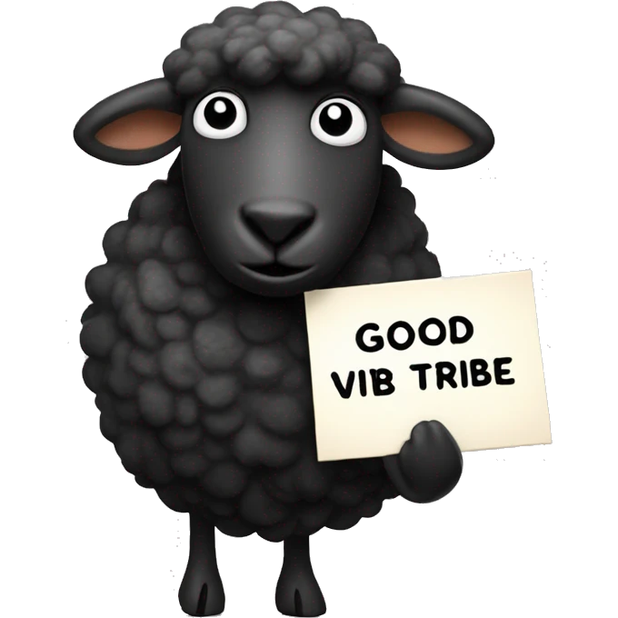 Black sheep holding sign saying “GOOD VIBE TRIBE” sign emoji