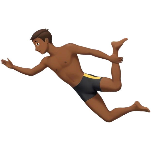 A diver mid-air after jumping off a diving pool,  Below him, a pool labeled "Confidence". A subtle 5-4-3-2-1 on the diving board shows they took the leap despite fear. emoji