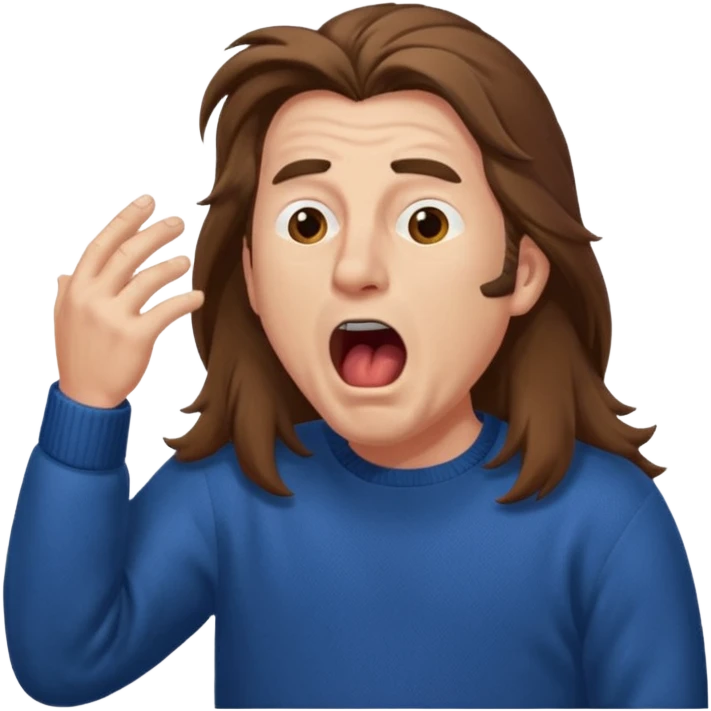 yawning long haired man in sweater emoji