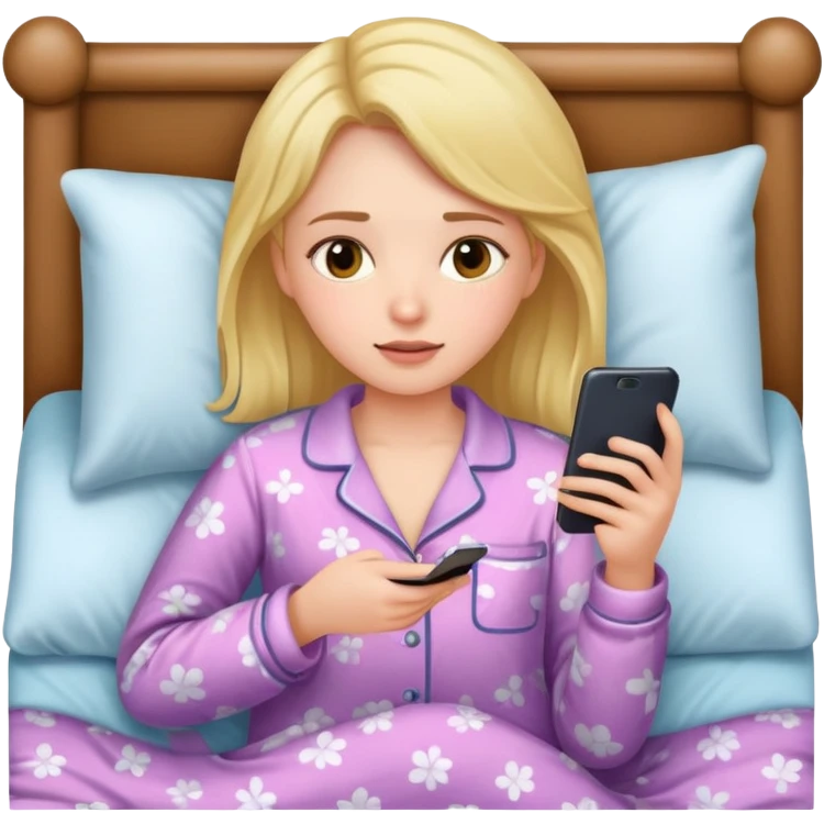 girl on phone laying in bed  emoji