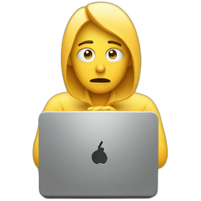 person sad at the computer sending an email emoji