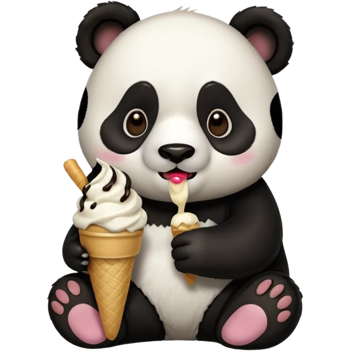 Panda eating ice cream emoji