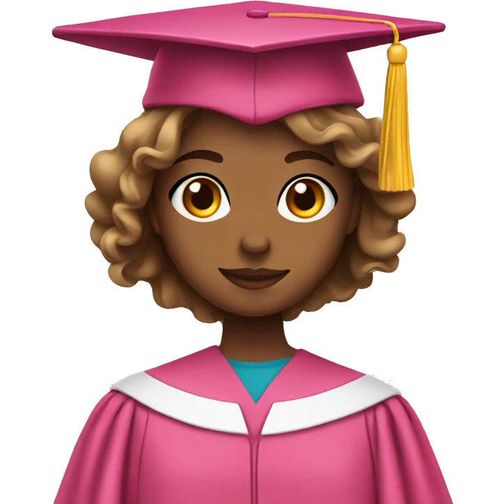 Girl wearing pink graduation gown emoji