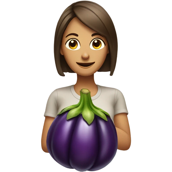 Smirking woman looking at eggplant emoji