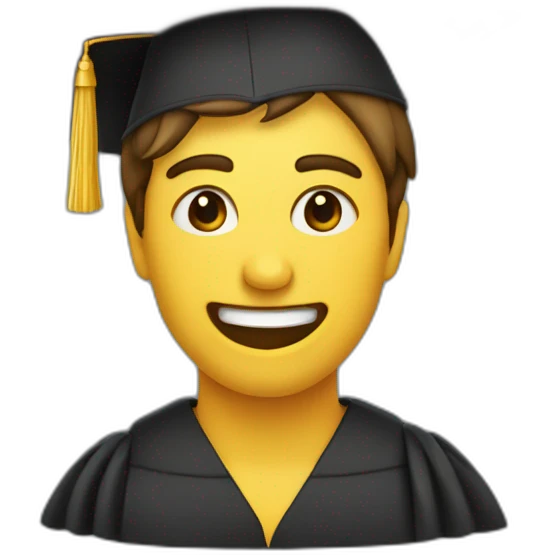 una letra P con un sombrero de graduación emoji