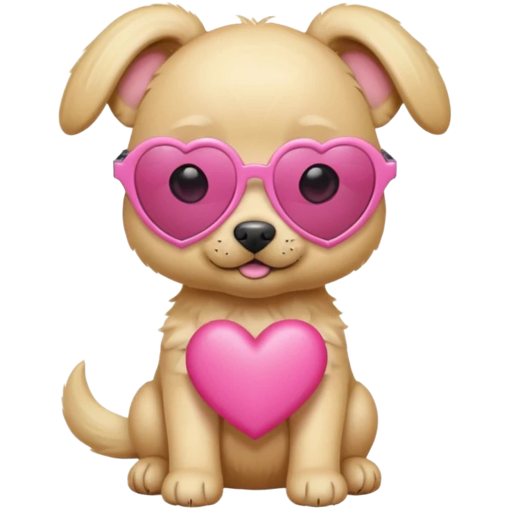 Blonde puppy with pink heart sunglasses emoji