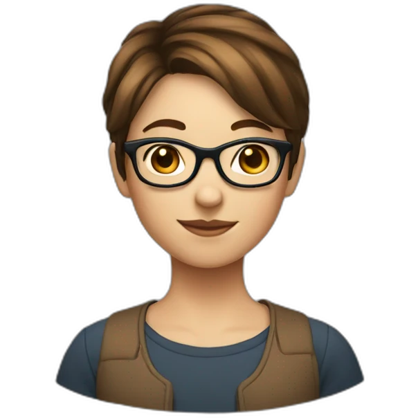 A girl who has short brown hair and wearing glasses emoji