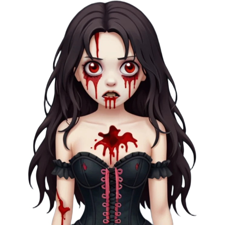 Brunette zombie girl, long hair, black corset emoji