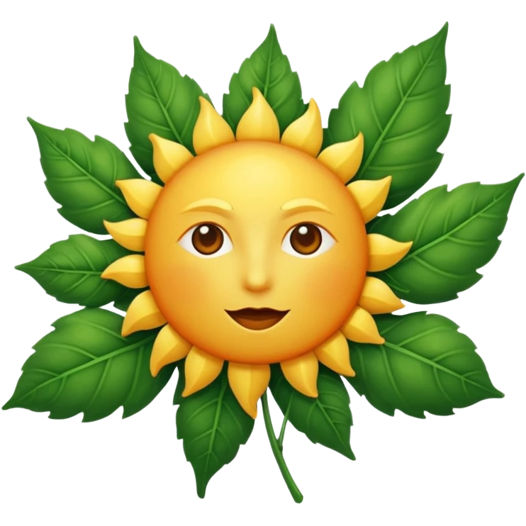 sun symbol above a leaf emoji