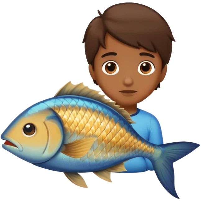 Boy brunette head on afish body emoji