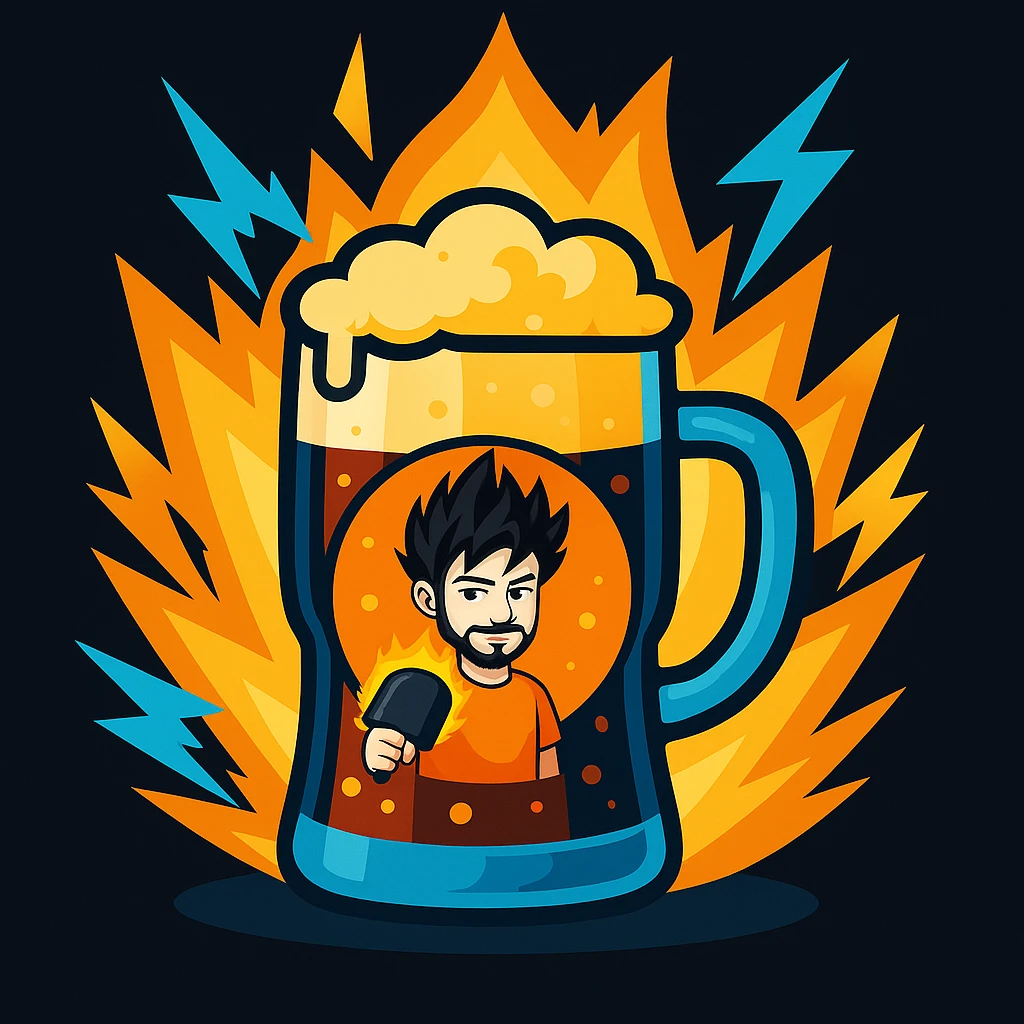 Füge das angegebene Logo mittig auf das Goaßmaß-Glas ein, ohne die leuchtende Dragon Ball Z-Aura zu verdecken. Stil: Vibrant Toon. emoji