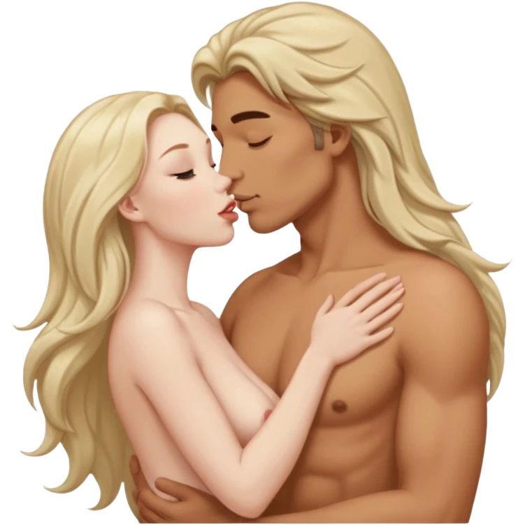 Man sex naked busty female breasts kissing nude emoji