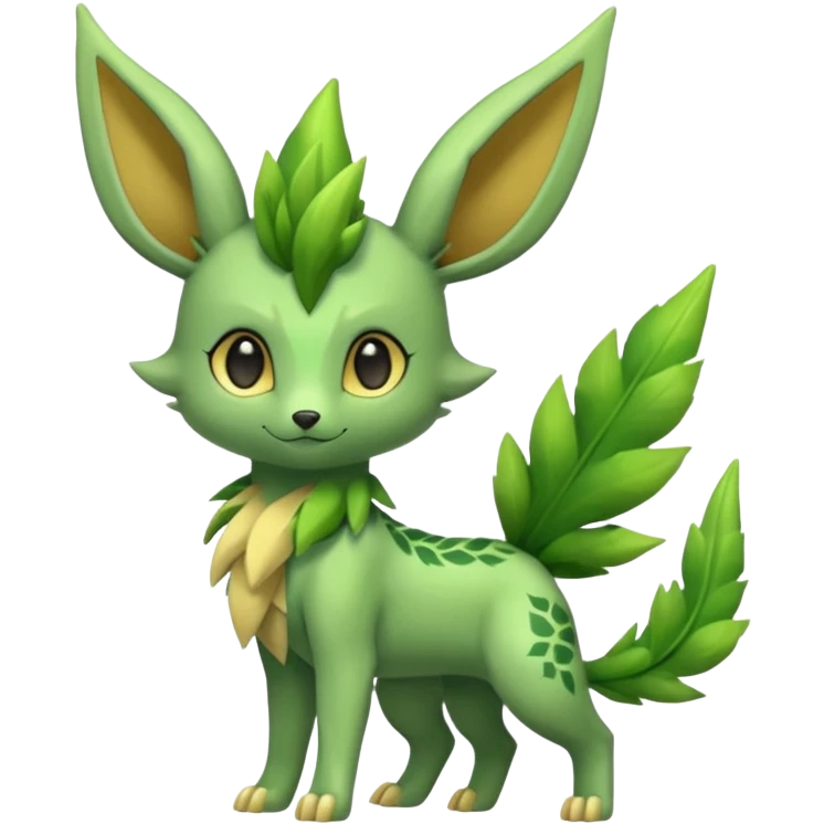 Kawaii cute cool feral Sprigatito-Leafeon-Sceptile-Fakémon-hybrid (full body) emoji