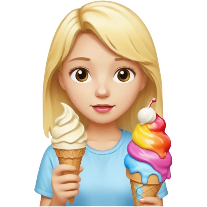 blonde girl with ice cream cone emoji
