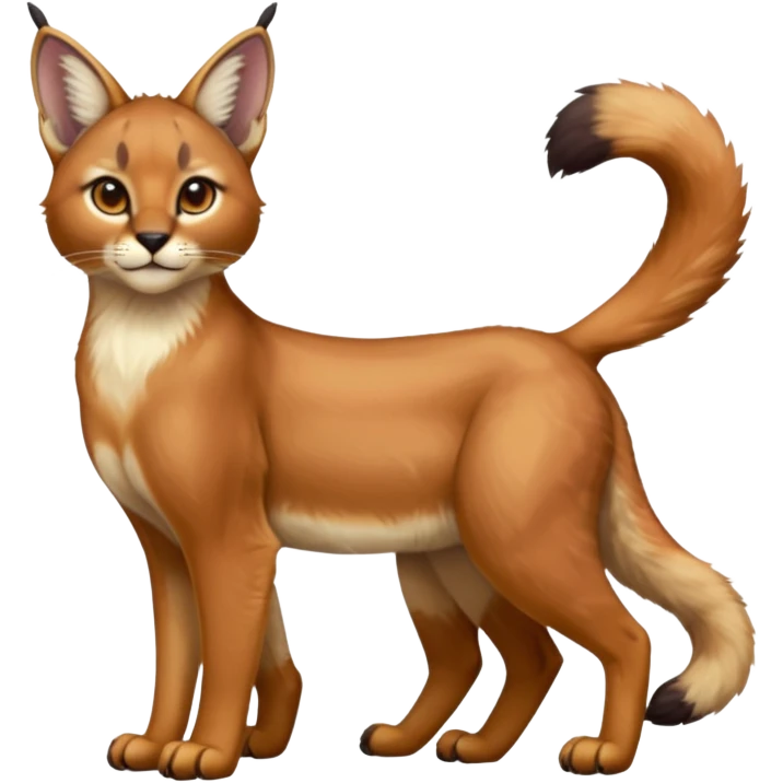 Colorful tropical exotic cute cool beautiful shiny beautiful fantasy-caracal-Cacomistle-Trico-oncilla-animal-Fakémon-hybrid-fursona (full body) emoji