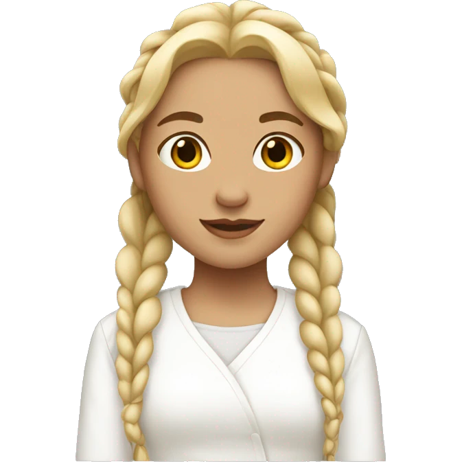 A girl with blonde braids and white clothes.  emoji
