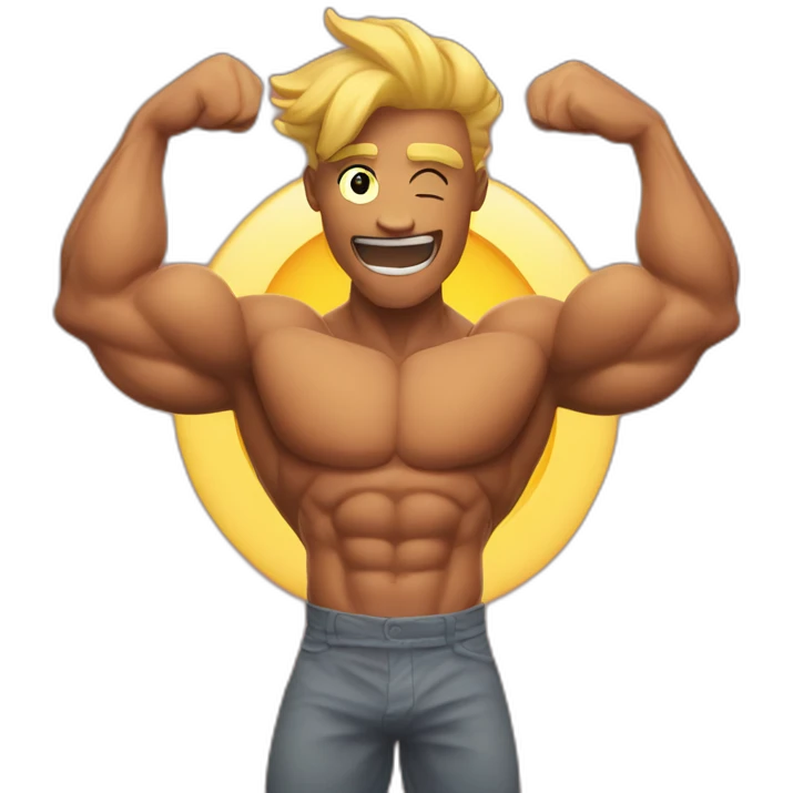 the sun with muscles, flexin his biceps emoji