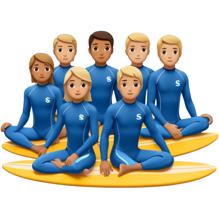 icon of a team of surfers sitting together, looking out at the sea.
 emoji