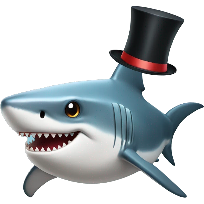 Shark with a top hat emoji