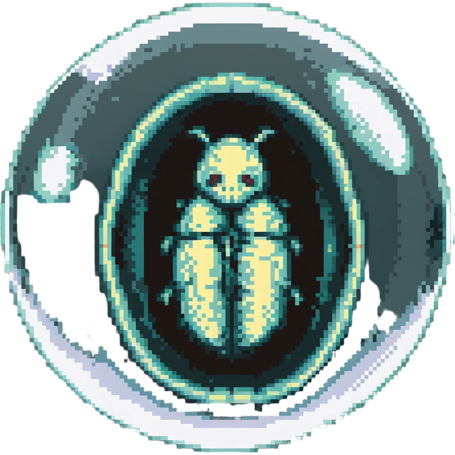 MRI embryo digital fetal small shape in otherworldly bubble, eerie, horror, pupa, crystalis, in-utero emoji