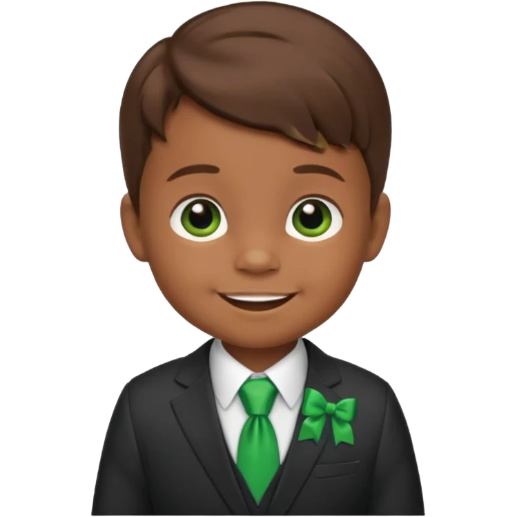 baby boy brown hair in suit, with green bow emoji