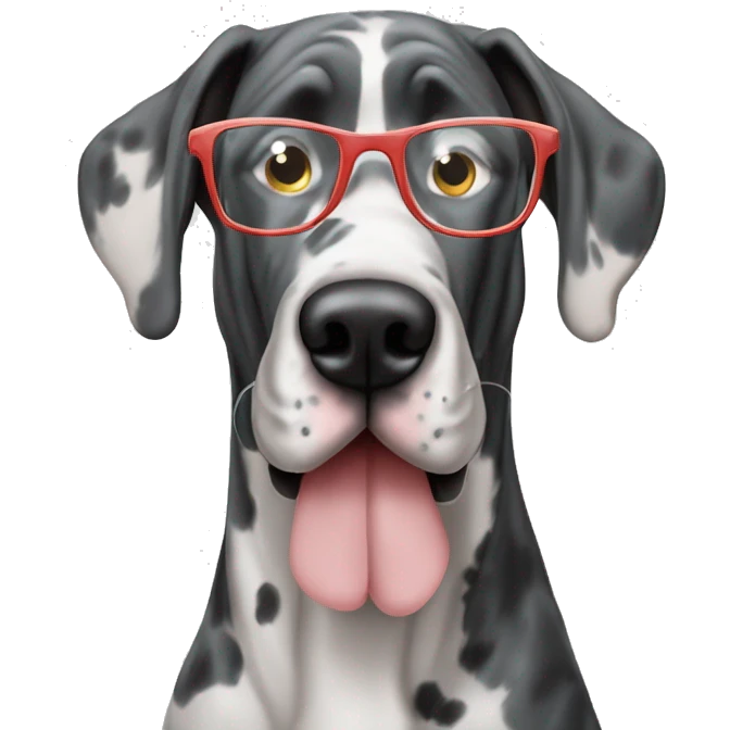 merle great dane with glasses emoji